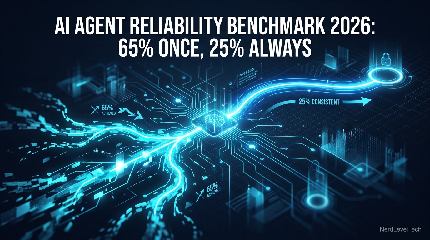 Cover image for AI Agent Reliability Benchmark 2026: 65% Once, 25% Always